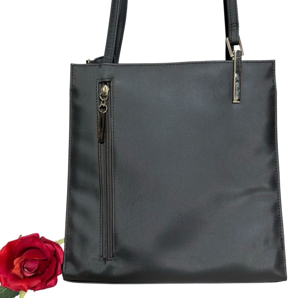 Chateau simulated leather Metallic Slate gray shoulder bag organizer satchel